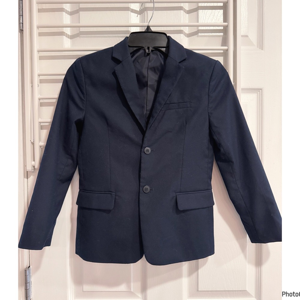 H&M Navy Button Suit Jacket Blazer Boys Size 8 Preppy Party Church Uniform